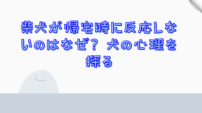 柴犬が帰宅時に反応しないのはなぜ？犬の心理を探る